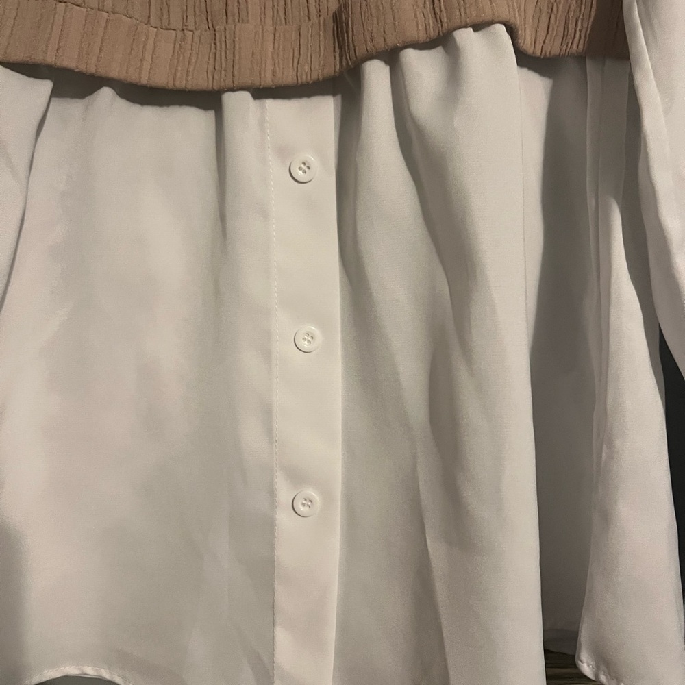 New, without tags. Brown vest white blouse, button closure. All one piece. - Picture 5 of 5